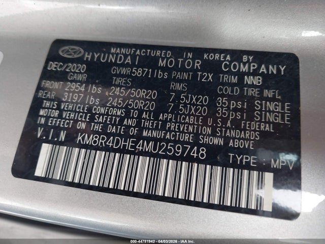 KM8R4DHE4MU259748 Hyundai Palisade Sel