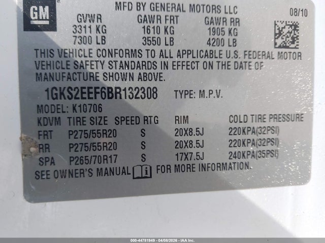 Aukcja sprzedaży 2011 Gmc Yukon Denali, vin: 1GKS2EEF6BR132308, numer aukcji: 44781949