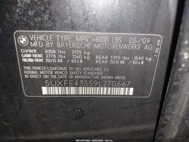 Продажа на аукционе авто 2009 Bmw X5 Xdrive30i, vin: 5UXFE43559L270667, номер лота: 44781954
