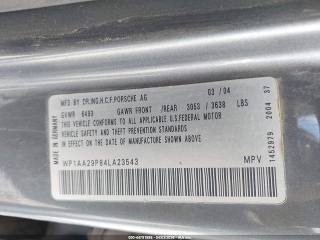 2004 PORSCHE CAYENNE WP1AA29P84LA23543 Photo 8