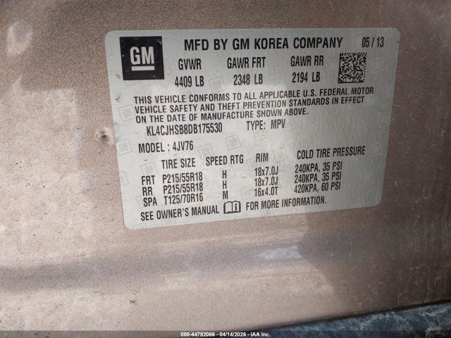 Продажа на аукционе авто 2013 Buick Encore Premium, vin: KL4CJHSB8DB175530, номер лота: 44782066