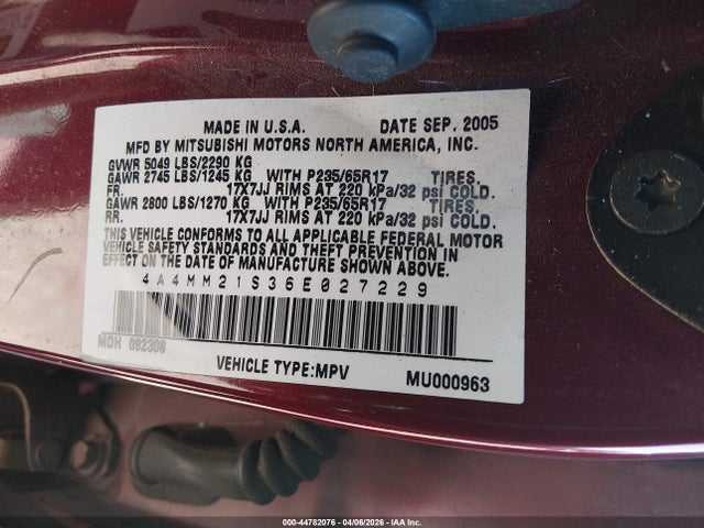 2006 MITSUBISHI ENDEAVOR 4A4MM21S36E027229 Photo 8