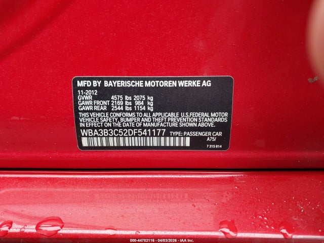 44782116 :رقم المزاد ، WBA3B3C52DF541177 vin ، 2013 Bmw 328i Xdrive مزاد بيع
