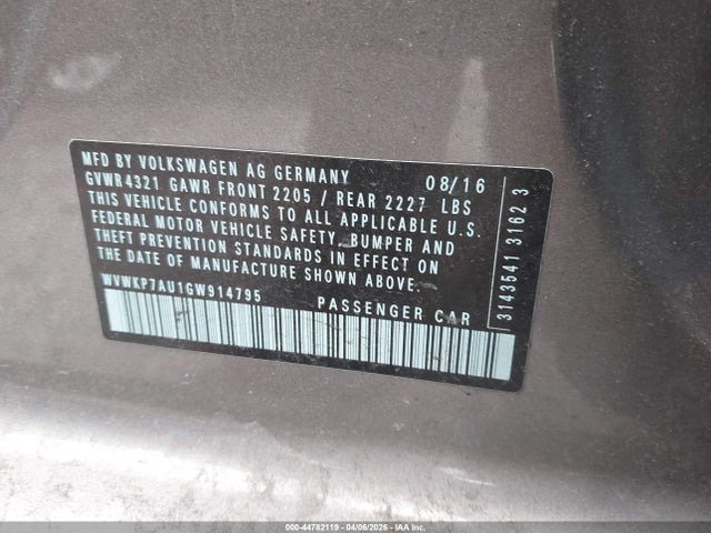 2016 VOLKSWAGEN E-GOLF WVWKP7AU1GW914795 Photo 8