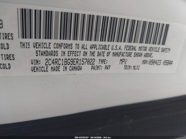 2014 Chrysler Town & Country Touring მანქანა იყიდება აუქციონზე, vin: 2C4RC1BG9ER157022, აუქციონის ნომერი: 44782167