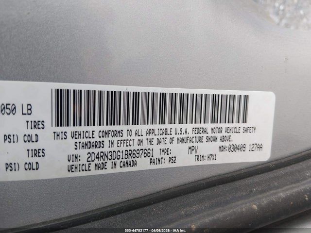 Aukcja sprzedaży 2011 Dodge Grand Caravan Mainstreet, vin: 2D4RN3DG1BR697661, numer aukcji: 44782177
