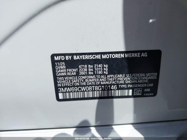 Продажа на аукционе авто 2026 Bmw 330i Na, vin: 3MW69CW08T8G10146, номер лота: 44782194