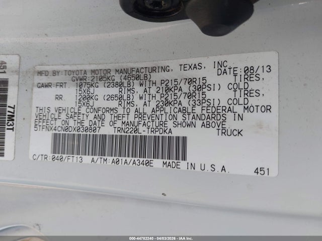 2013 TOYOTA TACOMA 5TFNX4CN0DX030807 Photo 8