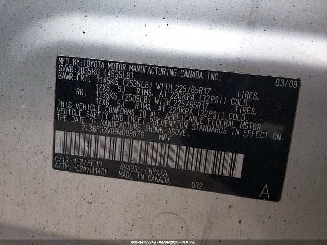 2009 TOYOTA RAV4 2T3BF33V89W009876 Photo 8