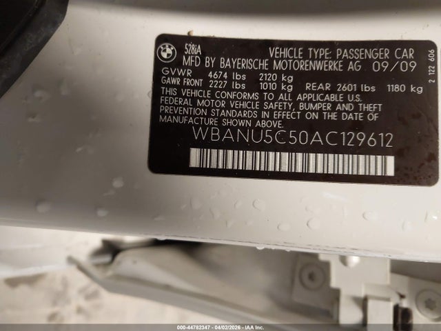 2010 BMW 528I WBANU5C50AC129612 Photo 8