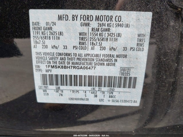 2024 FORD EXPLORER 1FMSK8BH7RGA06477 Photo 8