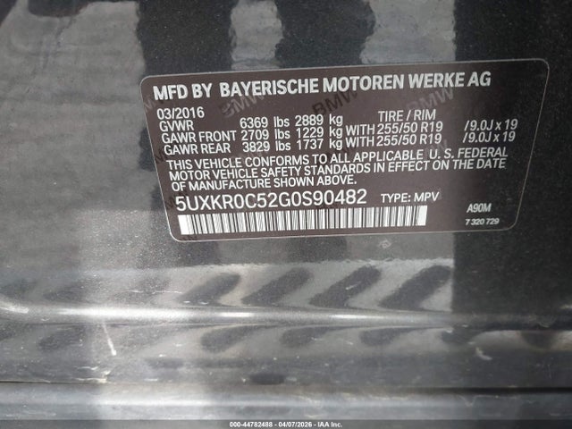 Aukcja sprzedaży 2016 Bmw X5 Xdrive35i, vin: 5UXKR0C52G0S90482, numer aukcji: 44782488