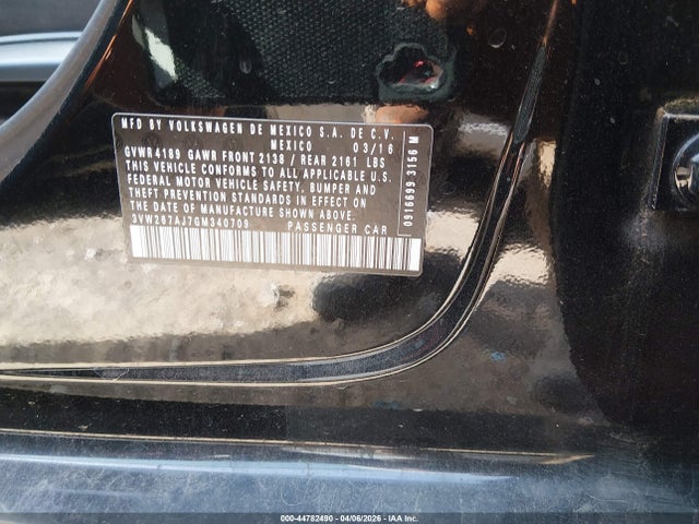 44782490 :رقم المزاد ، 3VW267AJ7GM340709 vin ، 2016 Volkswagen Jetta 1.4t S مزاد بيع
