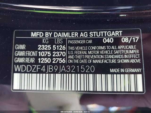 Продаж на аукціоні авто 2018 Mercedes-benz E 300, vin: WDDZF4JB9JA321520, номер лоту: 44782508