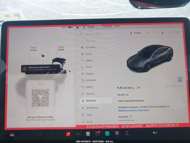 44782570 :رقم المزاد ، 5YJ3E1EA1PF694800 vin ، 2023 Tesla Model 3 Rear-wheel Drive مزاد بيع