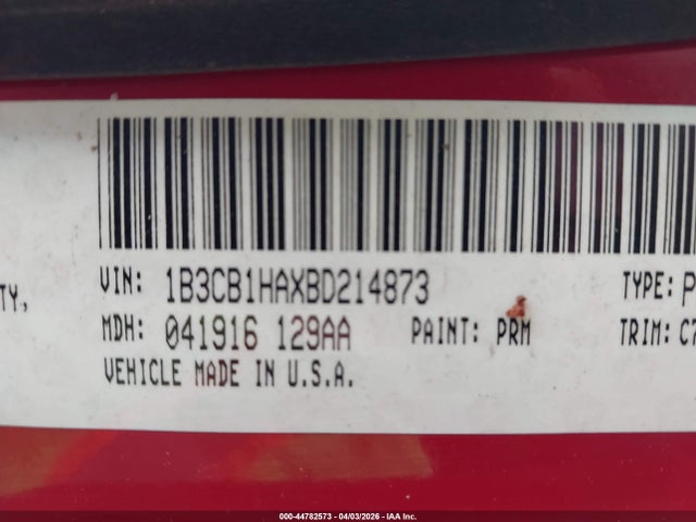 Aukcja sprzedaży 2011 Dodge Caliber Express, vin: 1B3CB1HAXBD214873, numer aukcji: 44782573