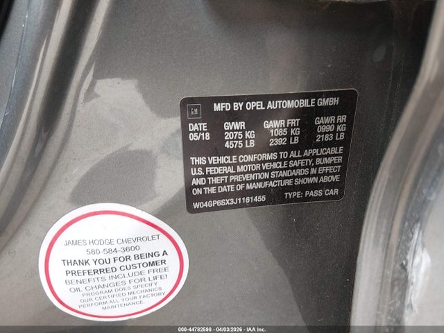 Aukcja sprzedaży 2018 Buick Regal Sportback Essence, vin: W04GP6SX3J1161455, numer aukcji: 44782598