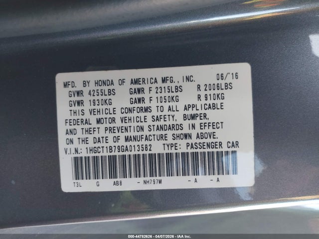 1HGCT1B79GA013582 Honda ACCORD EX