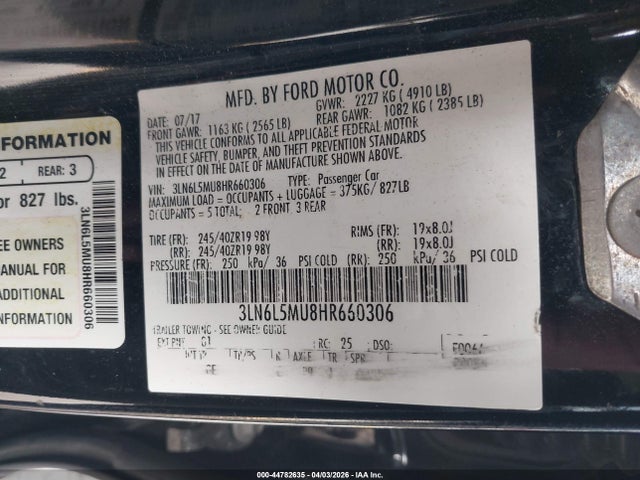 3LN6L5MU8HR660306 Lincoln Mkz Hybrid Reserve