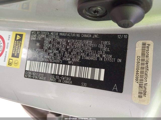 Aukcja sprzedaży 2011 Lexus Rx 350, vin: 2T2ZK1BA7BC049973, numer aukcji: 44782639