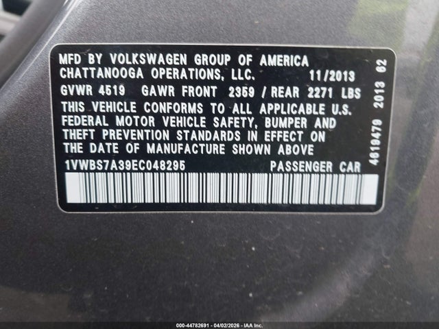 2014 VOLKSWAGEN PASSAT 1VWBS7A39EC048295 Photo 8