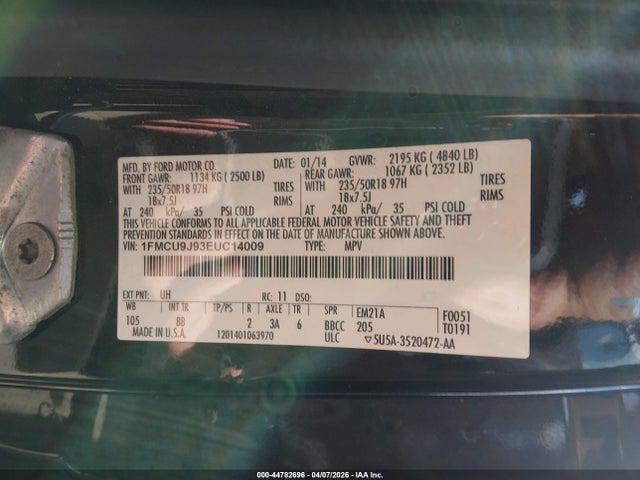 2014 FORD ESCAPE 1FMCU9J93EUC14009 Photo 8