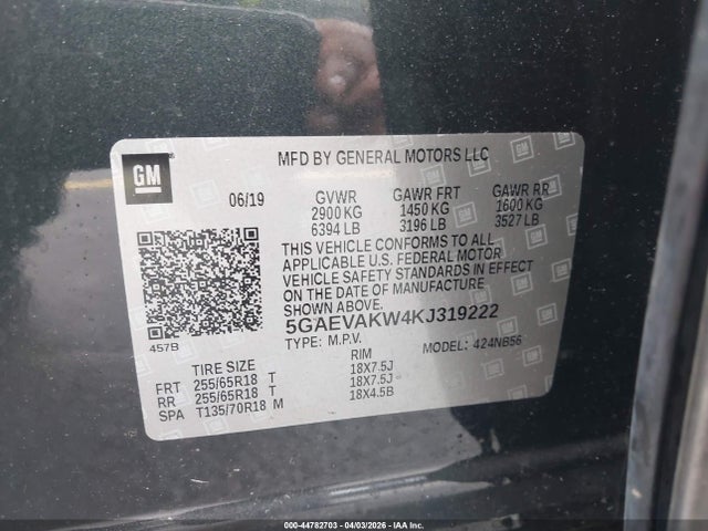 Продажа на аукционе авто 2019 Buick Enclave Awd Essence, vin: 5GAEVAKW4KJ319222, номер лота: 44782703