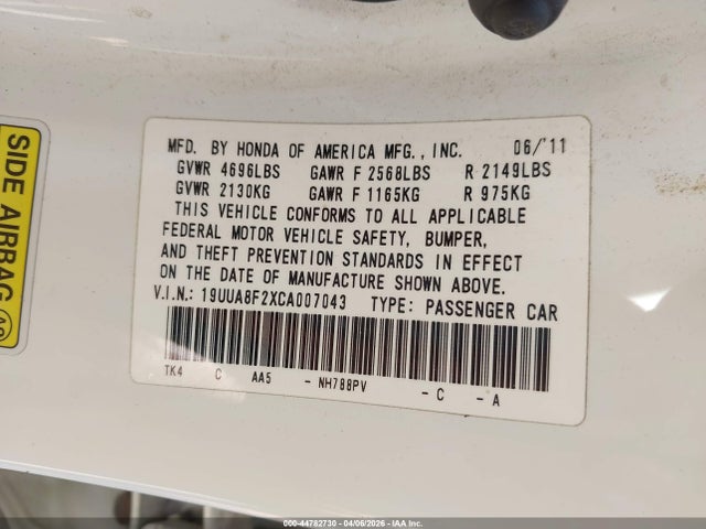 Продажа на аукционе авто 2012 Acura Tl 3.5, vin: 19UUA8F2XCA007043, номер лота: 44782730