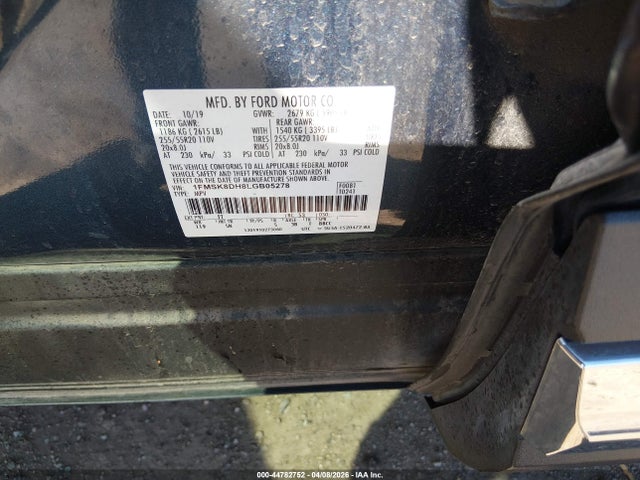 Ford EXPLORER XLT 2020 1FMSK8DH8LGB05278 Image 9