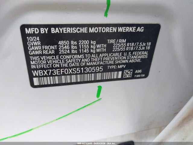 Продаж на аукціоні авто 2025 Bmw X1 Xdrive28i, vin: WBX73EF0XS5130595, номер лоту: 44782805