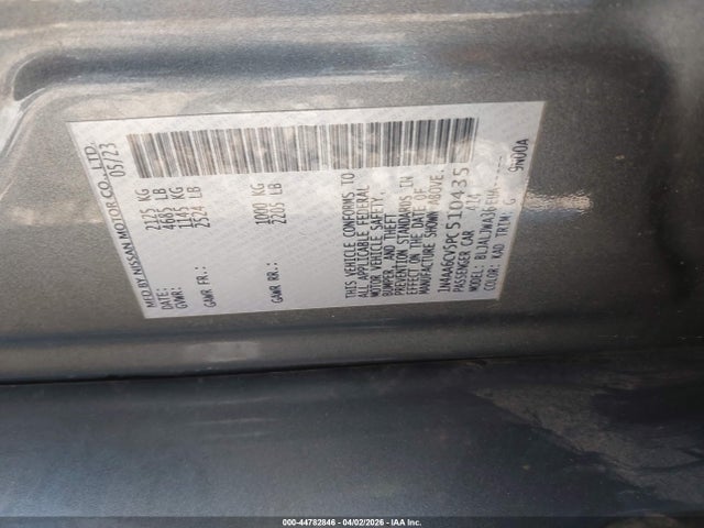 Aukcja sprzedaży 2023 Nissan Maxima Sv Xtronic Cvt, vin: 1N4AA6CV5PC510435, numer aukcji: 44782846