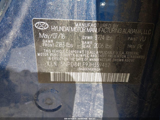 Aukcja sprzedaży 2018 Hyundai Elantra Value Edition, vin: 5NPD84LF9JH359482, numer aukcji: 44782878