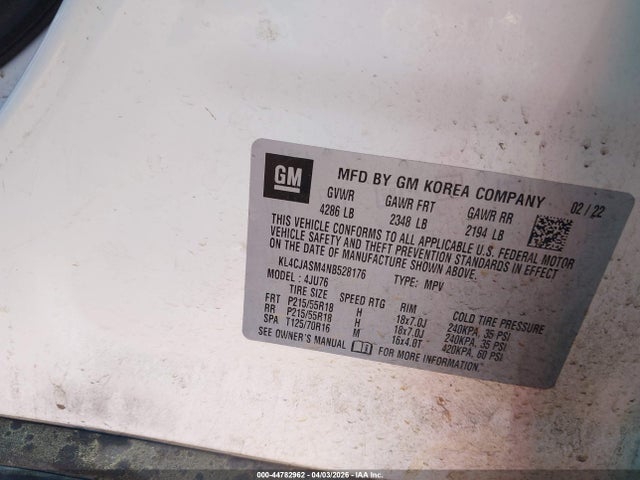 Aukcja sprzedaży 2022 Buick Encore Fwd Preferred, vin: KL4CJASM4NB528176, numer aukcji: 44782962