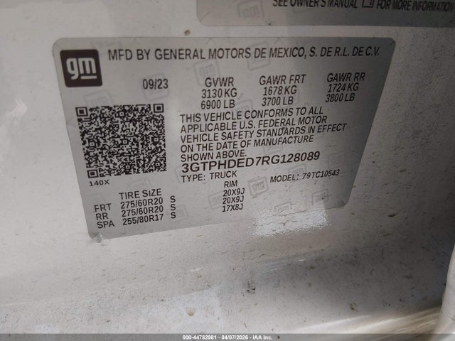 Продаж на аукціоні авто 2024 Gmc Sierra 1500 2wd  Short Box Slt, vin: 3GTPHDED7RG128089, номер лоту: 44782981