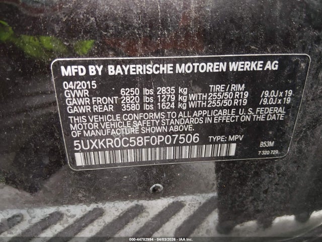 Продажа на аукционе авто 2015 Bmw X5 Xdrive35i, vin: 5UXKR0C58F0P07506, номер лота: 44782994