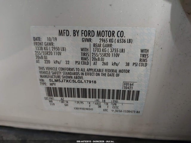 2020 LINCOLN AVIATOR 5LM5J7XC5LGL17918 Photo 8