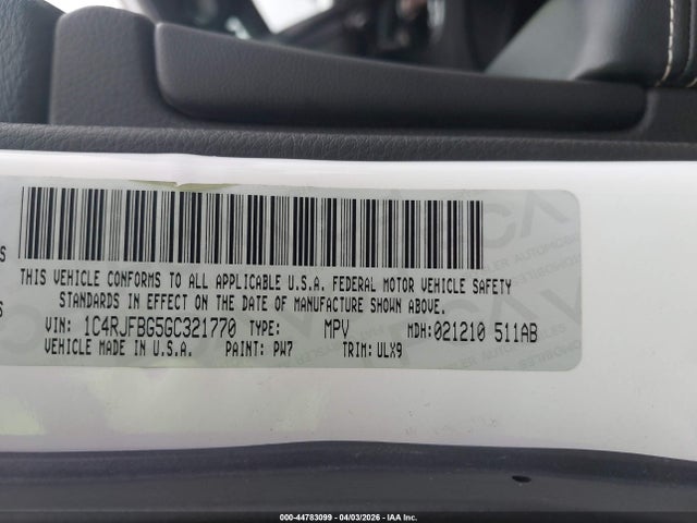44783099 :رقم المزاد ، 1C4RJFBG5GC321770 vin ، 2016 Jeep Grand Cherokee Limited مزاد بيع