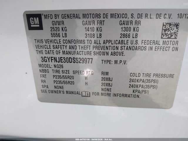 Продаж на аукціоні авто 2013 Cadillac Srx Premium Collection, vin: 3GYFNJE30DS529977, номер лоту: 44783156