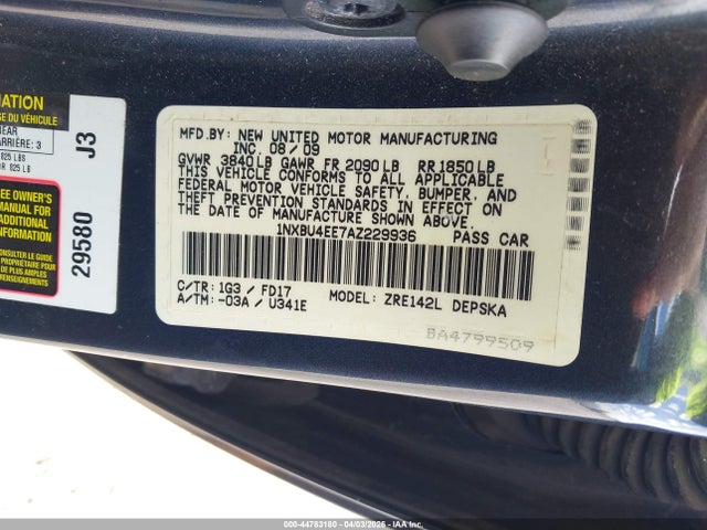 Продажа на аукционе авто 2010 Toyota Corolla S, vin: 1NXBU4EE7AZ229936, номер лота: 44783180