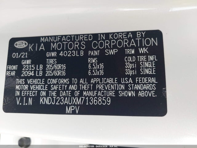 KNDJ23AUXM7136859 KIA SOUL LX