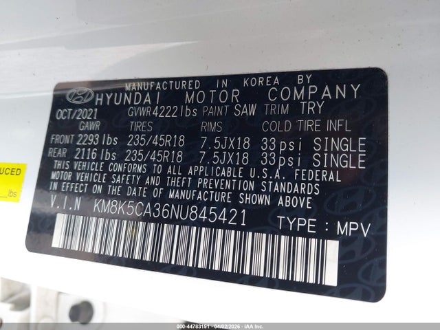Hyundai Kona Limited 2022 KM8K5CA36NU845421 Image 9