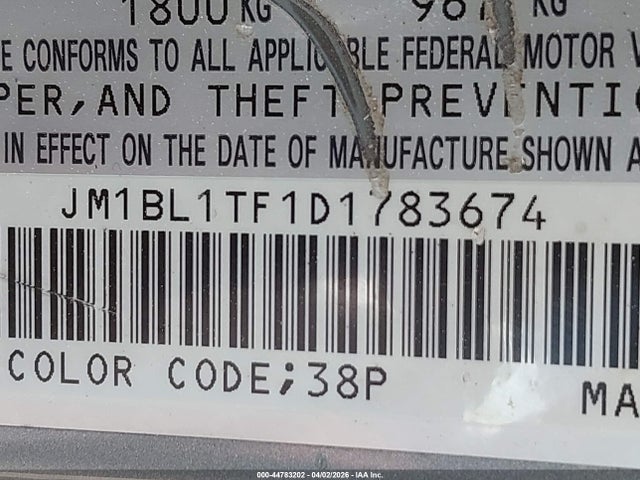 Aukcja sprzedaży 2013 Mazda Mazda3 I Sv, vin: JM1BL1TF1D1783674, numer aukcji: 44783202