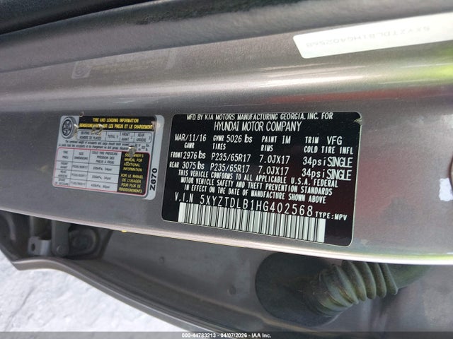 Продаж на аукціоні авто 2017 Hyundai Santa Fe Sport 2.4l, vin: 5XYZTDLB1HG402568, номер лоту: 44783213