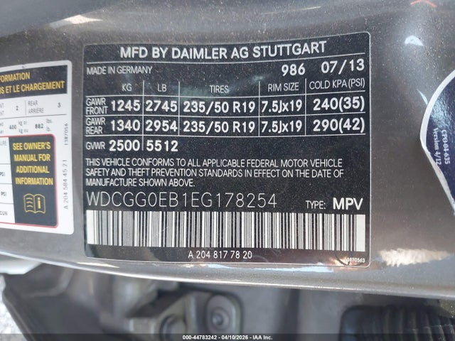 Aukcja sprzedaży 2014 Mercedes-benz Glk 250 Bluetec 4matic, vin: WDCGG0EB1EG178254, numer aukcji: 44783242