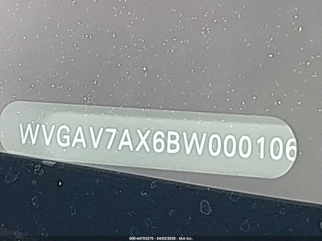 44783270 :رقم المزاد ، WVGAV7AX6BW000106 vin ، 2011 Volkswagen Tiguan Se مزاد بيع