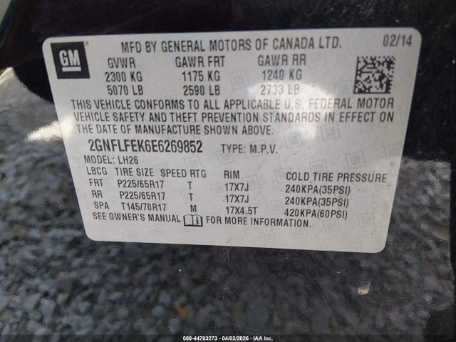 Chevrolet EQUINOX 1LT 2014 2GNFLFEK6E6269852 Image 9