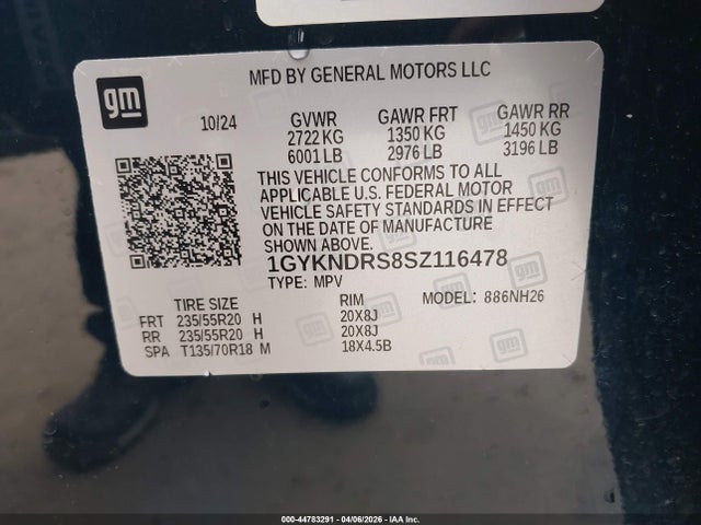 2025 Cadillac Xt5 Awd Premium Luxury მანქანა იყიდება აუქციონზე, vin: 1GYKNDRS8SZ116478, აუქციონის ნომერი: 44783291