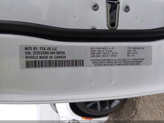 Aukcja sprzedaży 2022 Dodge Charger Sxt Rwd, vin: 2C3CDXBG1NH190239, numer aukcji: 44783292