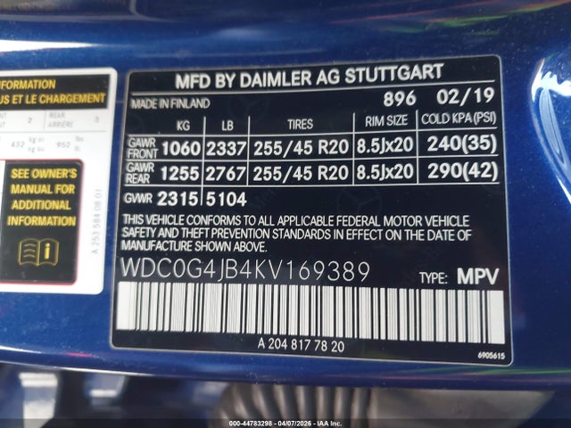 WDC0G4JB4KV169389 Mercedes-Benz GLC 300