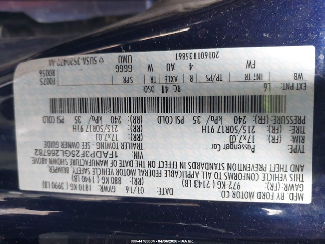 Продажа на аукционе авто 2016 Ford Focus Se, vin: 1FADP3F25GL266782, номер лота: 44783304